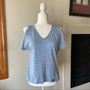 MICHAEL Michael Kors Striped Cold Shoulder Top